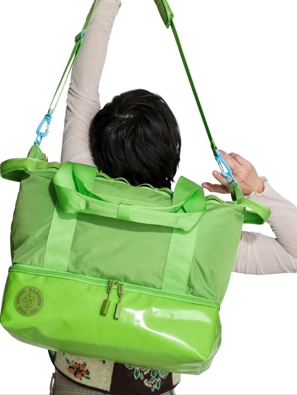 Large Weekender Expandable Green Bag Baboon To The Moon - Picture 1 of 5